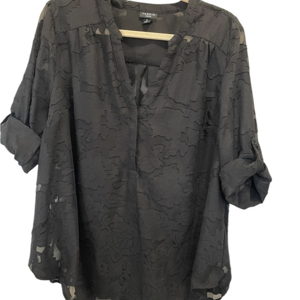 Torrid Black Relaxed Buttoned Blouse